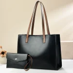 Wholesale Women Fashion Simple Pu Tote Bag Two-Piece Bag Set - Image 4