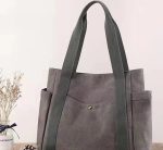 Wholesale Women Casual Solid Color Large Capacity Clutch One Shoulder Tote Canvas Bag - Image 2
