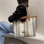 Wholesale Women Fashion Canvas Stripe Shoulder Bag