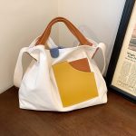 Wholesale Women Fashion Design Paneled Canvas Tote Bag