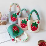 Wholesale Women Fashion Strawberry Embroidered Canvas Tote Bag