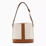 Wholesale Women Fashion Large Capacity Canvas Colorblock Shoulder Bucket Bag