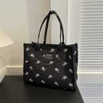 Wholesale Women Casual Rose Embroidered Canvas Large Capacity Tote Bag