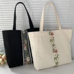 Wholesale Women Fashion Floral Embroidered Large Capacity Canvas Tote Bag