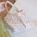 Wholesale Women Fashion Small Tiny Flower Pattern Canvas Tote Bag
