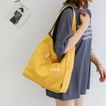 Wholesale Women Casual Design Solid Color Canvas Shoulder Handle Tote Bag