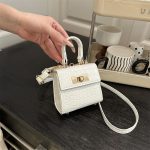 Women Fashion Casual Solid Color Stone Pattern Mini Lock Small Square Crossbody Bag - Image 2