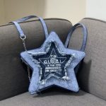 Wholesale Women Fashion Casual Denim Five-Pointed Star Embroidered Letter Tassel Crossbody Bag