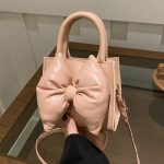 Women Fashion Cute Solid Color Bowknot Crossbody Bag