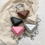 Wholesale Women Fashion Casual Solid Color Pu Mini Triangle Crossbody Bag - Image 3