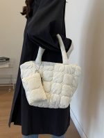 Wholesale Women Fashion Casual Solid Color Space Cotton Tote Bag - Image 2