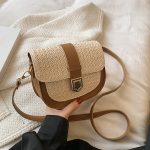 Wholesale Women Fashion Contrast Color Straw Woven Crossbody Bag