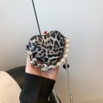 Wholesale Women Fashion Leopard Heart-Shaped Mini Chain Crossbody Bag