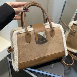 Women Fashion Retro Splicing Plush Handbag - Image 2
