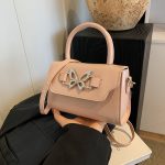 Wholesale Women Fashion Solid Color Butterfly Buckle Square Crossbody Bag