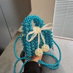 Wholesale Women Fashion Cute Small Handmade Pearl Square Crossbody Bag