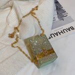 Wholesale Women Fashion Mini Rhinestone Decorative Buckle Design Square Crossbody Bag