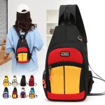 Wholesale Casual Color Blocking Men Women Zipper Outdoor Travel Chest Bag Backpack - Image 2