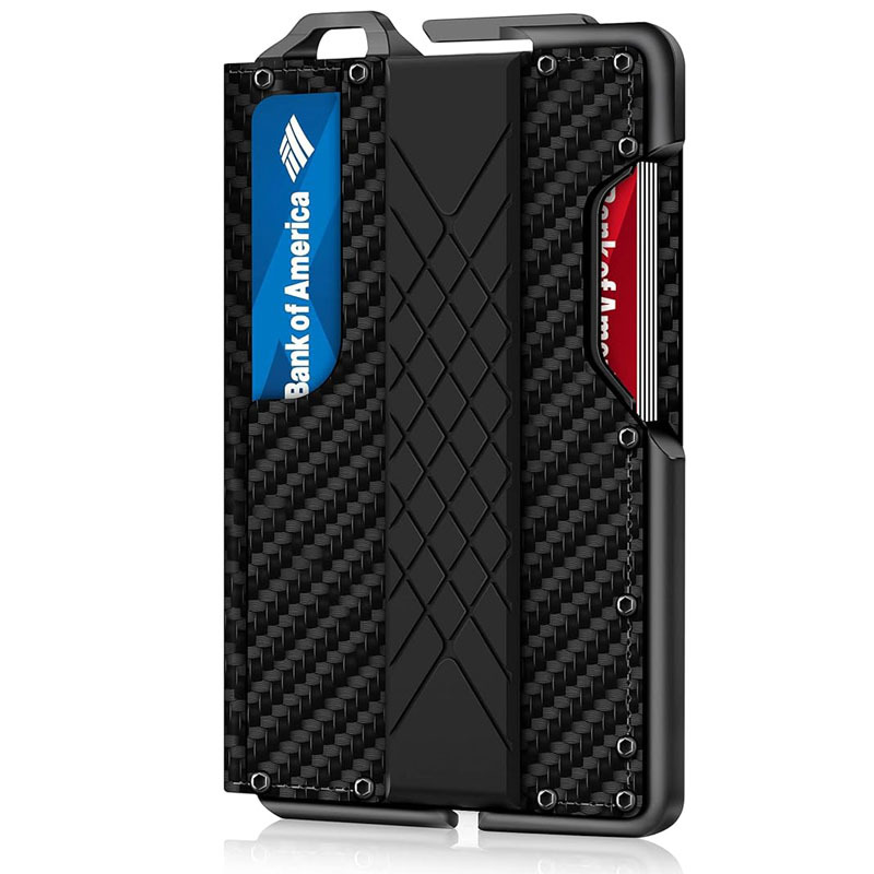 main_0-1315 Wholesale Men'S Fashion Casual Carbon Fiber Metal Anti-Magnetic Automatic Shot Card Wallet - Image 1