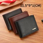 Men'S Fashion Casual Solid Color Litchi Pattern Multi-Card Wallet - Image 2