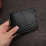 Men Fashion Simple Solid Color Carbon Fiber Pattern Large Capacity Multi Card Wallet - Image 2