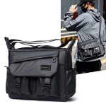 Men Fashion Casual Solid Color Large Capacity Crossbody Bag