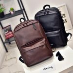 Casual Men Travel Bag Large Capacity Pu Leather Backpack