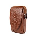Men'S Fashion Casual Cowhide Crocodile Pattern Mobile Phone Waist Bag