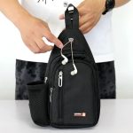 Wholesale Travel Sports Men Casual Zipper Design Solid Color Large Capacity Waist Shoulder Bag - Image 2
