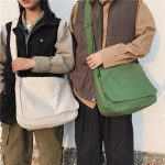 Wholesale Unisex Basic Flap Design Solid Color Large Capacity Canvas Crossbody Bag