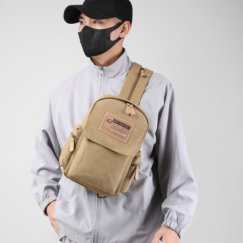 main_0-1375 Men Leisure Sports Commuter Letter Canvas Backpacks Bag - Image 1