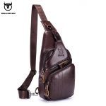 Wholesale Men Vintage Zipper Design Multi-pocket Business Leather Chest Bag