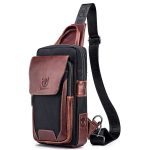 Wholesale Men Vintage Zipper Buckle Design Multi Pocket Business Leather Chest Bag