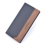 Wholesale Men Simple Stitching Color Block Long PU Purses - Image 2