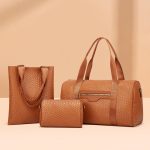 Wholesale Simple Solid Color Bag Large Capacity Handbag Three-Piece Set