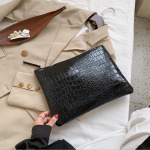 Wholesale Women Vintage Crocodile Pattern Zipper Design PU Clutch Bag