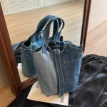 Wholesale Fashion Contrast Color Stitching Large Capacity Denim Bucket Handbags