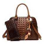 Wholesale Women Fashion Casual Bag Gradient Crocodile Pattern Handbag Two-Piece Set
