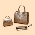 Wholesale Women Fashion Casual Solid Color Bag Stone Pattern Handbag Three-Piece Set - Image 2