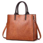 Wholesale Women Fashion Simple Retro Solid Color Large Capacity Handbag