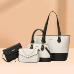 Wholesale Women Fashion Casual Color Block Tote Bag Four-Pieces Bag Set - Image 2