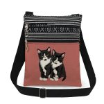 Wholesale Fashion Cute Double Zipper Cat Printed Shoulder Bag