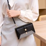 Wholesale Women Fashion Casual Houndstooth Double Zipper Shoulder Bag - Image 3