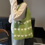 Wholesale Women Fashion Casual Knitted Love Large Capacity Shoulder Bag - Image 3