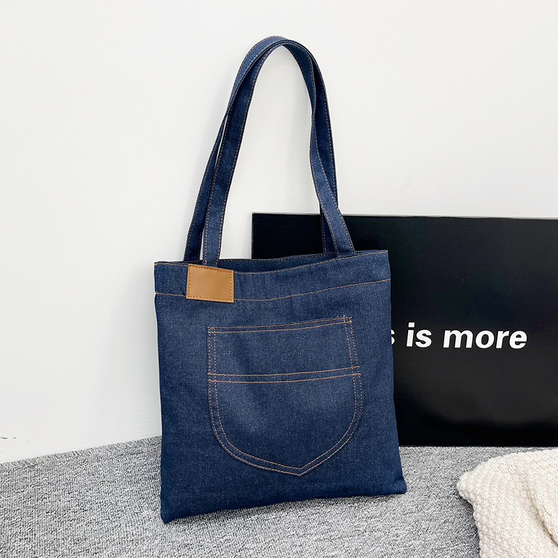 main_0-219 Fashionable Casual Large Capacity Denim Tote Bag - Image 1