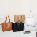 Wholesale Women Fashion Casual Simple Solid Color Large Capacity Tote Bag - Image 5