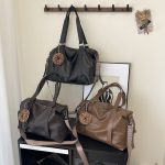 Women Fashion Simple Solid Color Large Capacity Pendant Shoulder Bag - Image 2