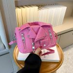 Wholesale Women Fashion Creative Solid Color Clothes Rivet Small Square Shoulder Bag - Image 2