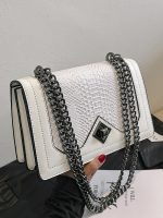 Wholesale Women Fashion Casual Solid Color Snake-Pattern Chain Small Square Shoulder Bag - Image 2