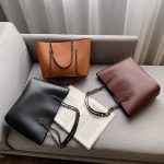 Wholesale Women Fashion Casual Solid Color Soft Leather Large Capacity Chain Shoulder Bag - Image 2